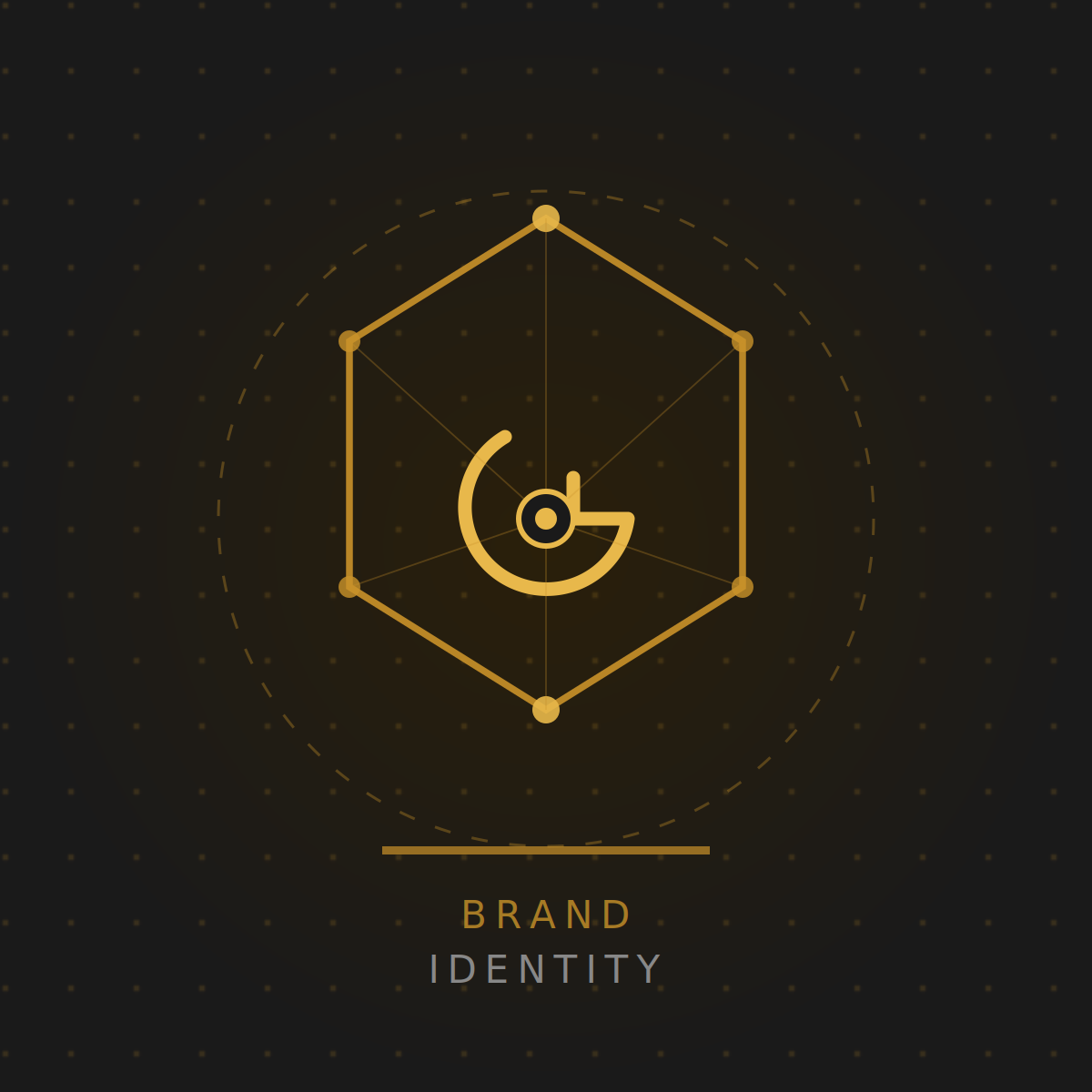 Icona Brand Identity GrafiCausI: esagono dorato con monogramma logo per costruzione identità visiva